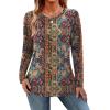 Zeagoo Long Sleeve Shirts for Women Crew Neck Casual Fall Fashion Blouses Basic Tunic Tops Dressy Work Clothes(A-multicolor-mz721)