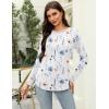 Zeagoo Long Sleeve Shirts for Women Crew Neck Casual Fall Fashion Blouses Basic Tunic Tops Dressy Work Clothes(A-white Flower-bf112)