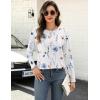 Zeagoo Long Sleeve Shirts for Women Crew Neck Casual Fall Fashion Blouses Basic Tunic Tops Dressy Work Clothes(A-white Flower-bf112)