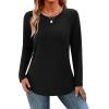 Zeagoo Long Sleeve Shirts for Women Crew Neck Casual Fall Fashion Blouses Basic Tunic Tops Dressy Work Clothes(Black)