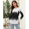 Zeagoo Long Sleeve Shirts for Women Crew Neck Casual Fall Fashion Blouses Basic Tunic Tops Dressy Work Clothes(Black White-jb204)