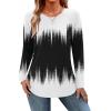 Zeagoo Long Sleeve Shirts for Women Crew Neck Casual Fall Fashion Blouses Basic Tunic Tops Dressy Work Clothes(Black White-jb204)