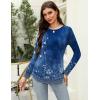 Zeagoo Long Sleeve Shirts for Women Crew Neck Casual Fall Fashion Blouses Basic Tunic Tops Dressy Work Clothes(Blue Flower-mz712)