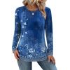 Zeagoo Long Sleeve Shirts for Women Crew Neck Casual Fall Fashion Blouses Basic Tunic Tops Dressy Work Clothes(Blue Flower-mz712)