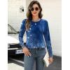 Zeagoo Long Sleeve Shirts for Women Crew Neck Casual Fall Fashion Blouses Basic Tunic Tops Dressy Work Clothes(Blue Flower-mz712)