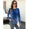 Zeagoo Long Sleeve Shirts for Women Crew Neck Casual Fall Fashion Blouses Basic Tunic Tops Dressy Work Clothes(Blue Flower-mz712)