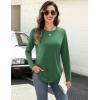 Zeagoo Long Sleeve Shirts for Women Crew Neck Casual Fall Fashion Blouses Basic Tunic Tops Dressy Work Clothes(Green)