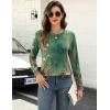 Zeagoo Long Sleeve Shirts for Women Crew Neck Casual Fall Fashion Blouses Basic Tunic Tops Dressy Work Clothes(Green Flower-mz808)