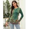 Zeagoo Long Sleeve Shirts for Women Crew Neck Casual Fall Fashion Blouses Basic Tunic Tops Dressy Work Clothes(Green Flower-mz808)