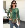 Zeagoo Long Sleeve Shirts for Women Crew Neck Casual Fall Fashion Blouses Basic Tunic Tops Dressy Work Clothes(Green Flower-mz808)