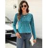 Zeagoo Long Sleeve Shirts for Women Crew Neck Casual Fall Fashion Blouses Basic Tunic Tops Dressy Work Clothes(Green Leave-xh363)