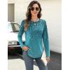 Zeagoo Long Sleeve Shirts for Women Crew Neck Casual Fall Fashion Blouses Basic Tunic Tops Dressy Work Clothes(Green Leave-xh363)