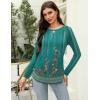Zeagoo Long Sleeve Shirts for Women Crew Neck Casual Fall Fashion Blouses Basic Tunic Tops Dressy Work Clothes(Green Print-mz871)