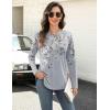 Zeagoo Long Sleeve Shirts for Women Crew Neck Casual Fall Fashion Blouses Basic Tunic Tops Dressy Work Clothes(Grey Print-dh62)