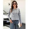 Zeagoo Long Sleeve Shirts for Women Crew Neck Casual Fall Fashion Blouses Basic Tunic Tops Dressy Work Clothes(Grey Print-dh62)