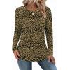 Zeagoo Long Sleeve Shirts for Women Crew Neck Casual Fall Fashion Blouses Basic Tunic Tops Dressy Work Clothes(Leopard Print-an136)