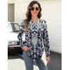 Zeagoo Long Sleeve Shirts for Women Crew Neck Casual Fall Fashion Blouses Basic Tunic Tops Dressy Work Clothes(Navy Print-mz873)