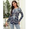 Zeagoo Long Sleeve Shirts for Women Crew Neck Casual Fall Fashion Blouses Basic Tunic Tops Dressy Work Clothes(Navy Print-mz873)