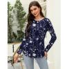 Zeagoo Long Sleeve Shirts for Women Crew Neck Casual Fall Fashion Blouses Basic Tunic Tops Dressy Work Clothes(Navy Print-sf180)