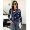 Zeagoo Long Sleeve Shirts for Women Crew Neck Casual Fall Fashion Blouses Basic Tunic Tops Dressy Work Clothes(Navy Print-sf180)