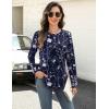 Zeagoo Long Sleeve Shirts for Women Crew Neck Casual Fall Fashion Blouses Basic Tunic Tops Dressy Work Clothes(Navy Print-sf180)