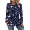 Zeagoo Long Sleeve Shirts for Women Crew Neck Casual Fall Fashion Blouses Basic Tunic Tops Dressy Work Clothes(Navy Print-sf180)