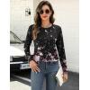 Zeagoo Long Sleeve Shirts for Women Crew Neck Casual Fall Fashion Blouses Basic Tunic Tops Dressy Work Clothes(Pink Flower-sf31)