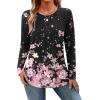 Zeagoo Long Sleeve Shirts for Women Crew Neck Casual Fall Fashion Blouses Basic Tunic Tops Dressy Work Clothes(Pink Flower-sf31)