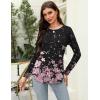 Zeagoo Long Sleeve Shirts for Women Crew Neck Casual Fall Fashion Blouses Basic Tunic Tops Dressy Work Clothes(Pink Flower-sf31)