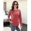 Zeagoo Long Sleeve Shirts for Women Crew Neck Casual Fall Fashion Blouses Basic Tunic Tops Dressy Work Clothes(Red)