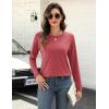 Zeagoo Long Sleeve Shirts for Women Crew Neck Casual Fall Fashion Blouses Basic Tunic Tops Dressy Work Clothes(Red)