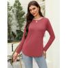 Zeagoo Long Sleeve Shirts for Women Crew Neck Casual Fall Fashion Blouses Basic Tunic Tops Dressy Work Clothes(Red)
