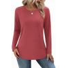 Zeagoo Long Sleeve Shirts for Women Crew Neck Casual Fall Fashion Blouses Basic Tunic Tops Dressy Work Clothes(Red)