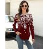 Zeagoo Long Sleeve Shirts for Women Crew Neck Casual Fall Fashion Blouses Basic Tunic Tops Dressy Work Clothes(Red Print-sf186)