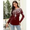 Zeagoo Long Sleeve Shirts for Women Crew Neck Casual Fall Fashion Blouses Basic Tunic Tops Dressy Work Clothes(Red Print-sf186)