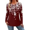 Zeagoo Long Sleeve Shirts for Women Crew Neck Casual Fall Fashion Blouses Basic Tunic Tops Dressy Work Clothes(Red Print-sf186)