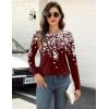 Zeagoo Long Sleeve Shirts for Women Crew Neck Casual Fall Fashion Blouses Basic Tunic Tops Dressy Work Clothes(Red Print-sf186)