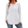 Zeagoo Long Sleeve Shirts for Women Crew Neck Casual Fall Fashion Blouses Basic Tunic Tops Dressy Work Clothes(White)