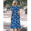 Zeagoo Summer Dress for Women Casual Floral Midi Sundress with Pockets V Neck Pleated Short Sleeve Aline Beach Vacation Dress(Blue Floral-1)