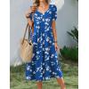 Zeagoo Summer Dress for Women Casual Floral Midi Sundress with Pockets V Neck Pleated Short Sleeve Aline Beach Vacation Dress(Blue Floral-1)