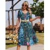 Zeagoo Summer Dress for Women Casual Floral Midi Sundress with Pockets V Neck Pleated Short Sleeve Aline Beach Vacation Dress(Floral-1)
