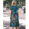 Zeagoo Summer Dress for Women Casual Floral Midi Sundress with Pockets V Neck Pleated Short Sleeve Aline Beach Vacation Dress(Floral-1)