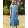 Zeagoo Summer Dress for Women Casual Floral Midi Sundress with Pockets V Neck Pleated Short Sleeve Aline Beach Vacation Dress(Floral-3)