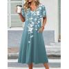 Zeagoo Summer Dress for Women Casual Floral Midi Sundress with Pockets V Neck Pleated Short Sleeve Aline Beach Vacation Dress(Floral-4)