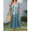 Zeagoo Summer Dress for Women Casual Floral Midi Sundress with Pockets V Neck Pleated Short Sleeve Aline Beach Vacation Dress(Floral-4)