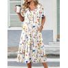 Zeagoo Summer Dress for Women Casual Floral Midi Sundress with Pockets V Neck Pleated Short Sleeve Aline Beach Vacation Dress(Floral-5)