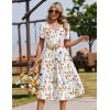 Zeagoo Summer Dress for Women Casual Floral Midi Sundress with Pockets V Neck Pleated Short Sleeve Aline Beach Vacation Dress(Floral-5)