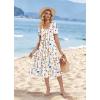 Zeagoo Summer Dress for Women Casual Floral Midi Sundress with Pockets V Neck Pleated Short Sleeve Aline Beach Vacation Dress(Floral-5)