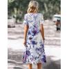 Zeagoo Summer Dress for Women Casual Floral Midi Sundress with Pockets V Neck Pleated Short Sleeve Aline Beach Vacation Dress(Floral-6)
