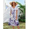 Zeagoo Summer Dress for Women Casual Floral Midi Sundress with Pockets V Neck Pleated Short Sleeve Aline Beach Vacation Dress(Floral-6)